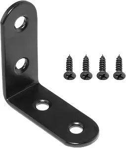 20 Pcs Black Corner Brace L Bracket, 40mm Stainless Steel Right Angle Brackets, Metal Joint Right Angle Bracket for Wood, Furniture, Shelves with Screws (1.5 Inch Black)