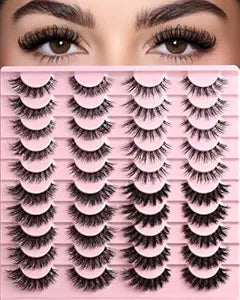 APCYUST Lashes Wispy False Eyelashes Strips 4 Styles Cat Eye Strip Lash Natural Looking Fake Mink Eyelash Pack Short Fluffy Full Faux Lashes that Look Like Extensions Clear Band Pestaï¿½ï¿½ï¿½ï¿½ï