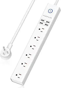 Power Strip 10Ft - Surge Protector with USB, AUOPLUS 6 Outlet and 4 USB Charger, 10Ft Long Extension Cord Flat Plug(1250W/10A/2100J), Wall Mountable Overload Protection for Computer Home Office Dorm