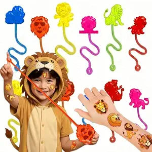 48PCS Lion Party Favors - 24PCS Temporary Tattoos & 24PCS Stick Hands