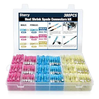 380PCS Heat Shrink Male & Female Spade Connectors Kit