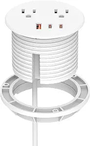 Desk Power Grommet, Haylink Recessed Power Strip with 2 AC Outlets, 2X 65W USB-C & 20W USB-A, 3" Cutout, 6.56FT Cord  Ideal for Desks, Counters & Workspaces,Black