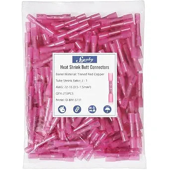 210PCS Heat Shrink Butt Connectors, Waterproof Electrical Wire Connectors
