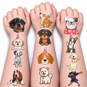 96PCS Puppy Dog Temporary Tattoos for Kids Birthday Party Favors Decoration