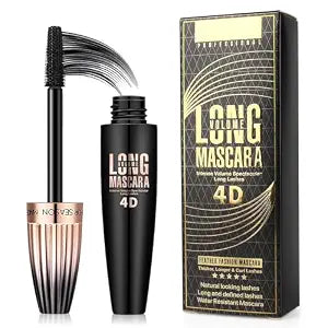 4D Silk Fiber Lash Mascara, Waterproof Very Black Long Lasting Mascara, Lengthening Lifting Multiplying Curling Natural Eyelash Primer Brush, Thickening Softer Lasting All Day, 1 Tube