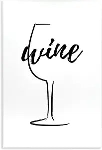 Minimal Wine Glass Kitchen, 13 x 19 Inch Mounted Print on Wall Plaque