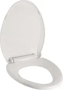 17" Round Quiet Close Toilet Seat, Biscuit Color Polypropylene with Never-Loosen Durable Design, Easy Installation and Maintenance
