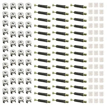 45 Sets 3-in-1 Furniture Connecting Kit, Furniture Connecting Fittings with Dowel, Nuts and Cam Screws