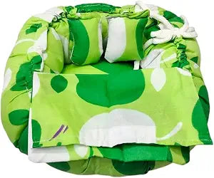 Divine-Interiors Laddu Gopal Ji Cotton Round Bed with 2 Pillows, Comfortable, Soft Cotton Comfort (Laddu Gopal Ji Size 0-3 No)