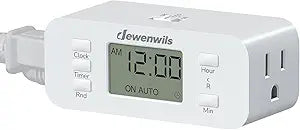 DEWENWILS Indoor 24 Hour Programmable Digital Timer Outlet,2 Outlets,1Pack
