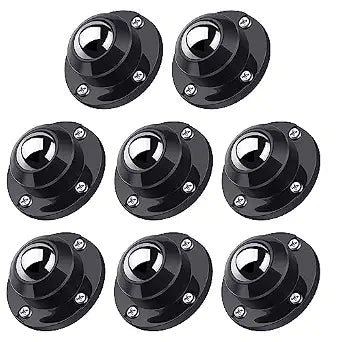 PlusRoc 8 Pack 1 Inch Self Adhesive Caster Wheels for Furniture, Black