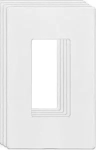 Screwless Decorator Light Switch Outlet Wall Plate Gloss Finish, Standard Size 1-Gang 4.57" H x 2.76" L, Polycarbonate Thermoplastic, Electrical Covers for Outlets/Switches, White 2 Pack