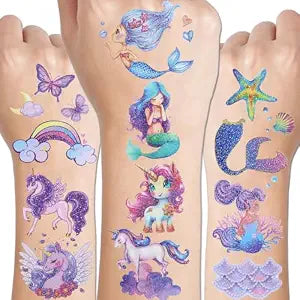 CHARLENT Glitter Temporary Tattoos for Girls - 12 Sheets