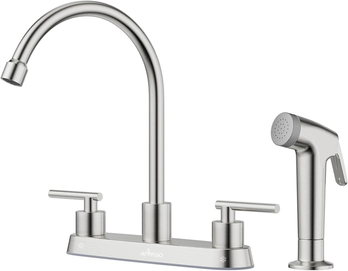 APPASO Kitchen Faucet with Side Sprayer 2-Handle 8 Inch Centerset