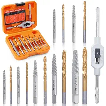 15PCS Screw Extractor Set, Easy Out Bolt Extractor Kit with Tap Wrench