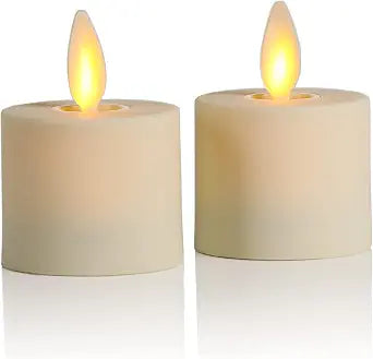 Luminara Flameless LED Tea Light Candle, 1.4" x 2", Pack of 2, Plastic Pearl Ivory, Real Flame, Battery Operated w/Remote Timer Function