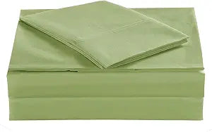 100% Cotton Percale Sheets Twin Size - 200 Thread Count, Breathable & Crisp Cool, Deep Pocket up to 17" Fitted Sheet, 3-Piece Bedding Set Hotel-Luxury Feel Bed Sheet Set (Green Frond, Twin)