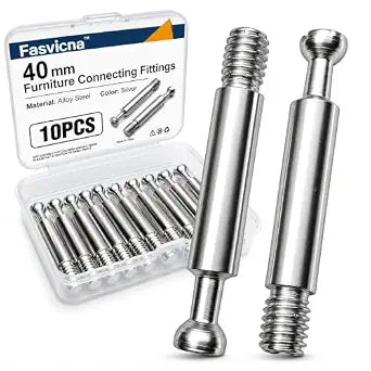 10PCS 40mm Cam Bolts for Furniture, Threaded Cam Connector Bolts