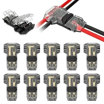 T Tap Splice Connectors,16-20 AWG 3Way 2Pin,Solderless No Stripping