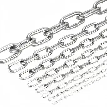 Metal Utility Chain, 304 Stainless Steel Safety Chains Clothesline Hardware Long Link Chain Rings Heavy Duty Coil Chain for Hanging Pulling Towing (2mm/5ft)