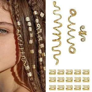 COCIDE 18Pcs Renaissance Accessories Viking Costume Women Pirate Coachella Accessories Gold Hair Jewelry Renn Faire Decorations Rave Festival Decorations Set