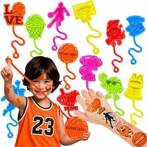 48 PCS Basketball Party Favors - 24 Temporary Tattoos & 24 Stick Hands
