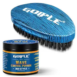 Curved 360 Wave Brush For Black Men Medium Hard Palm Brush for Laying Down Waves Made with Natural Boar Bristle and Wood Easy to Hold | Wave Pomade Strong Hold for Creating 360 Layer Hair Waves