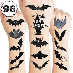 96 PCS Bat Temporary Tattoos Pre-Cut Halloween Party Favors