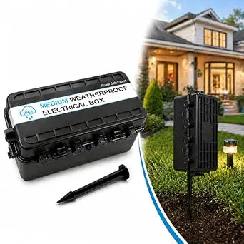IP65 Outdoor Electrical Box Waterproof, Weatherproof Extension Cord Box for Outdoor/Indoor Use, Protects Outlets, Power Strips(8.66 x 3.74 in), Black(Inner 9.45 x 4.17 x 2.52 in) (Black-M)
