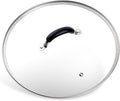 12 Inch Tempered Glass Lid for Lodge 12" Cast Iron Skillets & 7QT Dutch Ovens - Pre-Assembled Riveted Handle with Heat-Resistant Silicone Cover,Steam Vent Hole Design