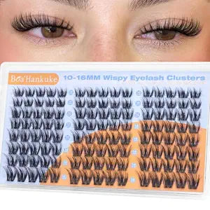 Lash Clusters Wispy Eyelash Clusters Natural Cluster Eyelash Extensions 10-16MM CD Curl Individual Lashes Salon Style Lash Extensions DIY Fliffy Cluster Lashes with Thin & Soft Band for Daily Wear