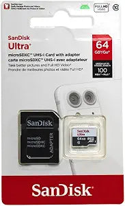 SanDisk Ultra 64GB UHS-I/Class 10 Micro SDXC Memory Card With Adapter- SDSDQUAN-064G-G4A [Old Version]