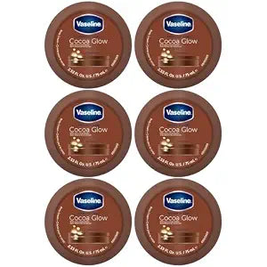 Vaseline Cocoa Glow Body Cream 6-Pack ��� Pure Cocoa Butter 48H Moisturizing Cream for Dry Skin, Travel-Size, 2.53 Fl Oz Ea
