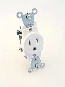 Leviton 15 Amp, 125 Volt, Narrow Body Single Receptacle, Straight Blade, Commercial Grade, Grounding, 5015-W, White