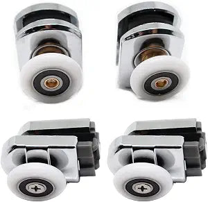Shower Door Rollers, 26mm Wheel Diameter Home Bathroom DIY Replacement Parts(2 Upper Rollers and 2 Bottom Rollers)