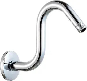 OFFO Shower Head Extension Arm 6 in, S Shaped Shower Arm with Flange High Rise Goose Neck Shower Arm Extension Chrome Finish
