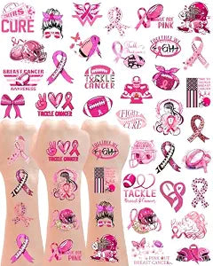 20 Sheets Pink Out Football Breast Cancer Awareness Temporary Tattoos Stickers,144 Pieces Time To Tackle Breast Cancer Themed Tattoos Stickers Party Decoration Supplies favors for Adults