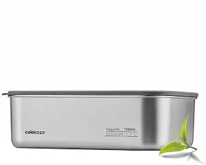 44 fl oz/1300ml Stainless Steel Food Containers,Stainless Steel Containers with Lids,Snack Containers,Lunch Box,Easy Clean,Airtight&Leakproof for Kitchen Storage,Dishwasher Safe,BPA-Free