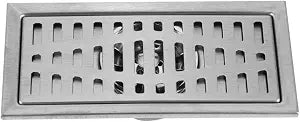 Rectangular Stainless Steel Floor Drain Strainer, Removable Filter, Gravity Flip, Fits 50-70 mm Pipe, Bathroom Kitchen