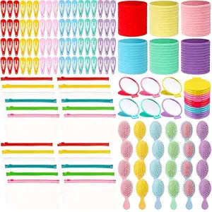 Chengu 216 Pcs Operation Christmas Box Gifts Bulk Including Mini Hair Brushes, Mirrors, Hair Clips, Headbands and Storage Bags for Box Gifts Girls Volunteers and Organizations