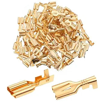 100pcs 1/4" Female Spade Non Insulated Spade Connectors 6.3mm