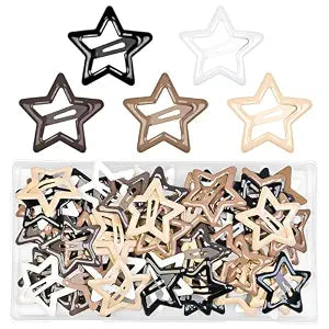 60Pcs Star Snap Hair Clips for Women Snap Hair Barrettes Star Grip Hair Clips for Women Girls (Brown Tones)