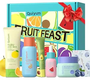 QUIYUM Fruit Skincare Set for Teen Girl, 5 Daily Routine Beauty Skin Care