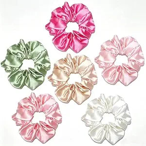 Satin Scrunchies Set,6Pcs Mulberry Silk Hair Ties,Silk Hair Scrunchies for Frizz & Breakage Prevention Silk Feeling, Great Surprise Presents for Birthdays, Anniversaries, Valentine’s Day, Christmas