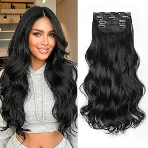 Kookastyle Curly Clip In Hair Extensions Layered 20" Black