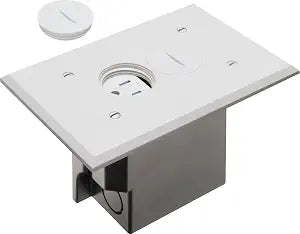 Arlington FLBR101W-1 Floor Electrical Box Kit with Outlet and Plate, for Installed Floors, 1-Gang, White, 1-Pack