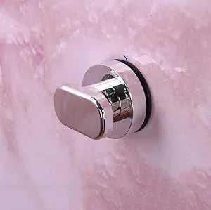 WANLIAN-Powerful Suction Cup Glass Mirror Door Handle, Refrigerator Drawer Bathroom Suction Cup wall handrail, Bathtub Shower Handle Kitchen Drawer Cabinet Handle (Silver Trumpet)