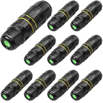 Relaxweex 10 Pcs M16-3pin Ip68 Outdoor Waterproof Electrical Junction Box Electrical Cable Connector for Garden/Landscape Lights, Camera Cable, M16 for 3.5-10mm Wire Range, 2 Way