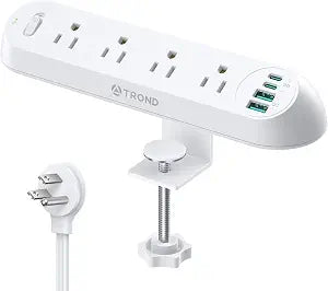 TROND Desk Clamp Power Strip 20W USB C, 6ft Cord, 1700J, ETL Listed
