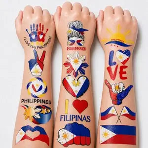 96 PCS Philippines Flag Temporary Tattoos for Kids - Pre-Cut Filipino